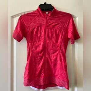 lululemon athletica pink Short Sleeve cycling jersey, size 8